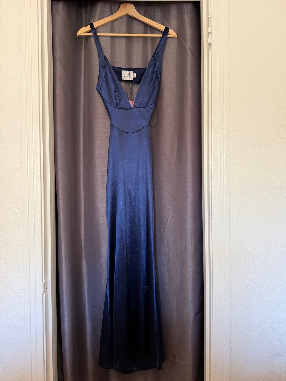 NWT Hello Molly Sunset View Navy Satin Dress - Picture 3 of 6